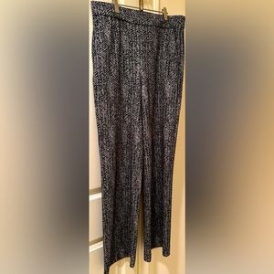 Theory Herringbone Cotton Wool Blend Wide Leg Pants